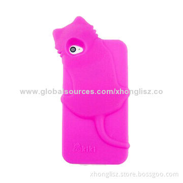 Cute 3D Cats Soft Silicone Back Cover Case for iPhone 4/4S, Many Colors for Choice